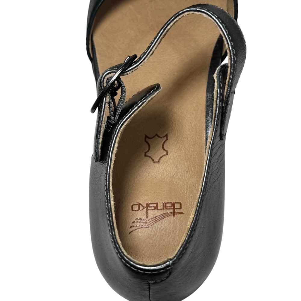 Dansko Liv D'Orsay Mary Jane Flats 39/8.5-9 Black Silver Colorblock - Picture 5 of 7